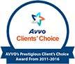 AVVO's prestigious Client's Choice Award 2011-2015